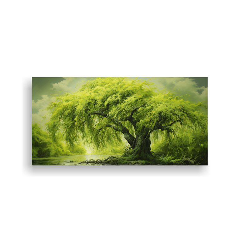 GENERICO - Arte De Pared Vintage Intensidad A Willow Tree Pintura Abstr 160x80cm