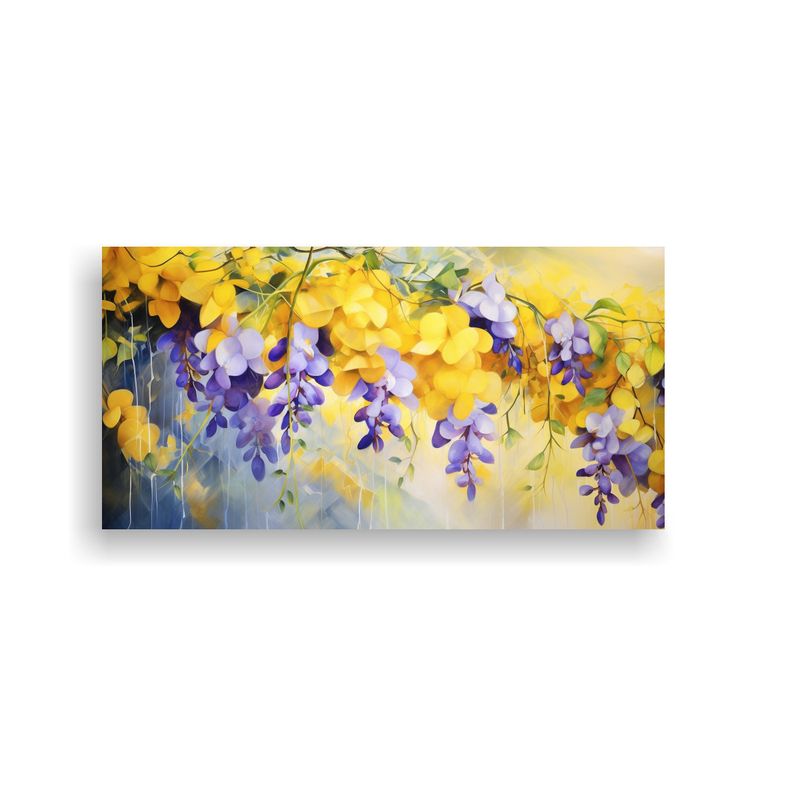 GENERICO - Arte Abstracto Poder A Flores De Glicinias Colores Amarillos 160x80cm