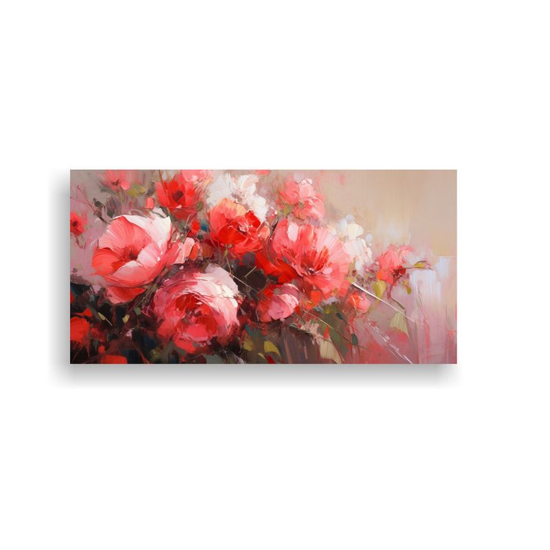 GENERICO - Arte De Pared Dibujo Personalidad Rojo Y Rosa Flores En Lien 160x80cm