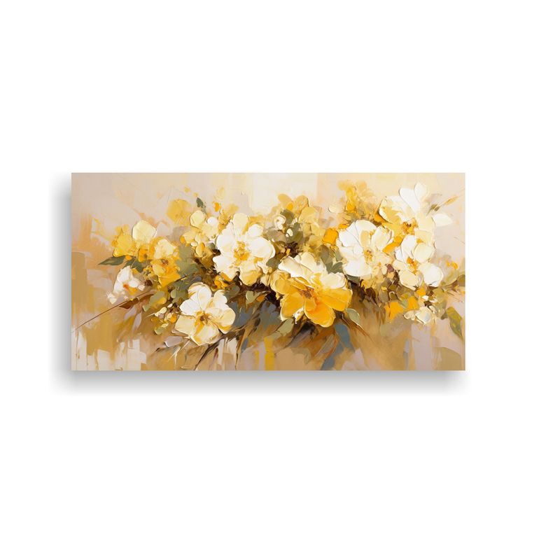 GENERICO - Pintura En Lienzo Equilibrio Amarillo Y Oro Con Flores De Co 160x80cm