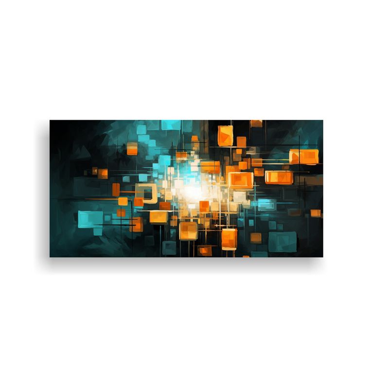 GENERICO - Cuadro Inspirador Estética Abstracta En Azul Y Naranja 160x80cm
