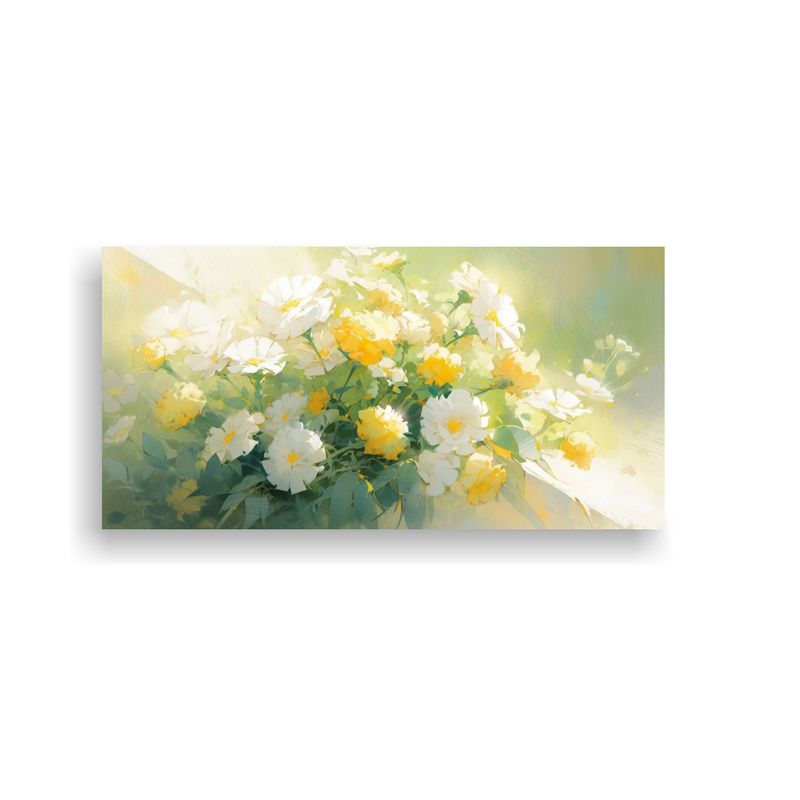 GENERICO - Flor Amarilla Y Verde En Lienzo De Alta Calidad 160x80cm
