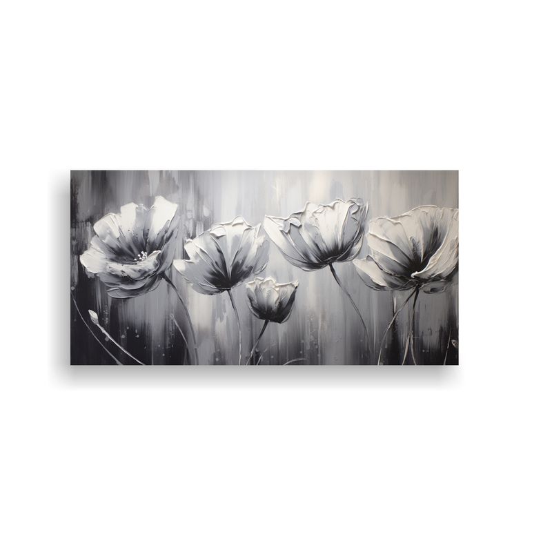 GENERICO - Cuadro De Acuarela En Bastidor De Madera De TULIPS Negros En 160x80cm