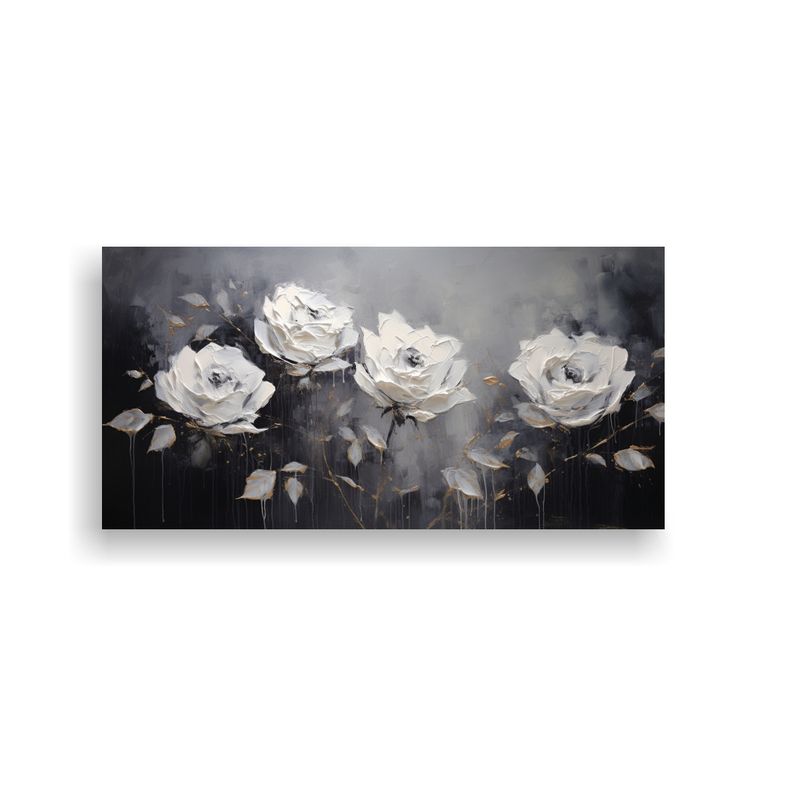 GENERICO - Tela Sublimada Efecto Visual Rosas Negras En Lienzo Estilo P 160x80cm