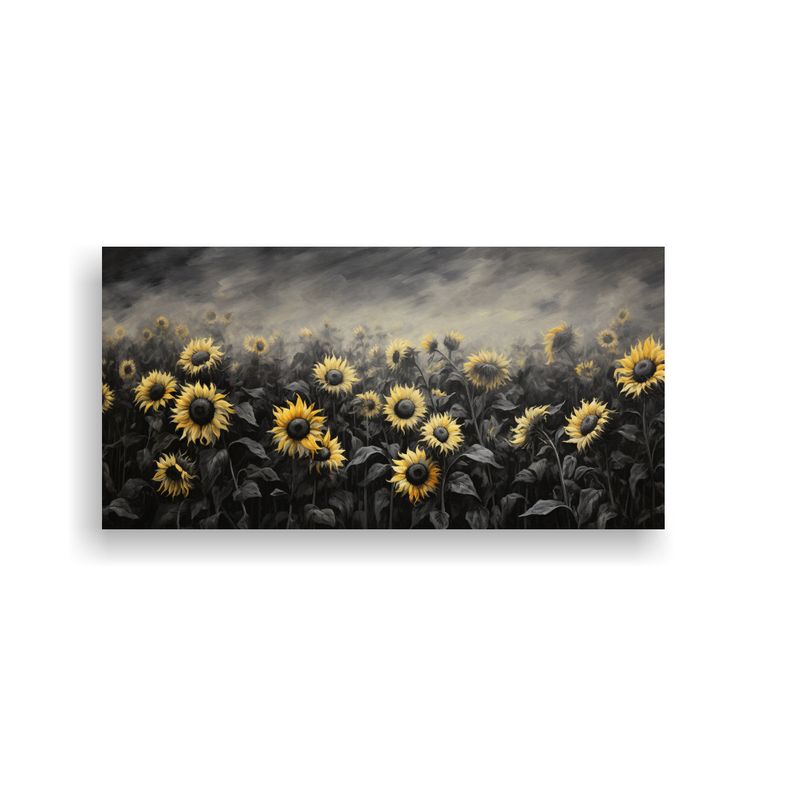 GENERICO - Galería De Arte En Lienzo: Pintura De Girasoles Negros En E 160x80cm