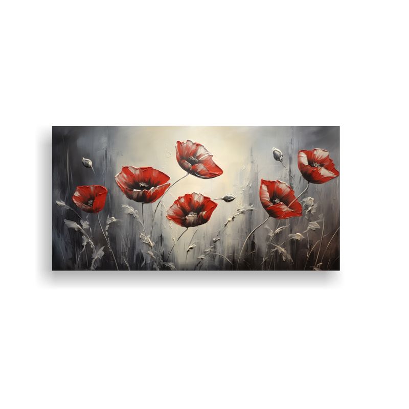 GENERICO - Lienzo Impreso De Amapolas Negras En Estilo Decorativo 160x80cm