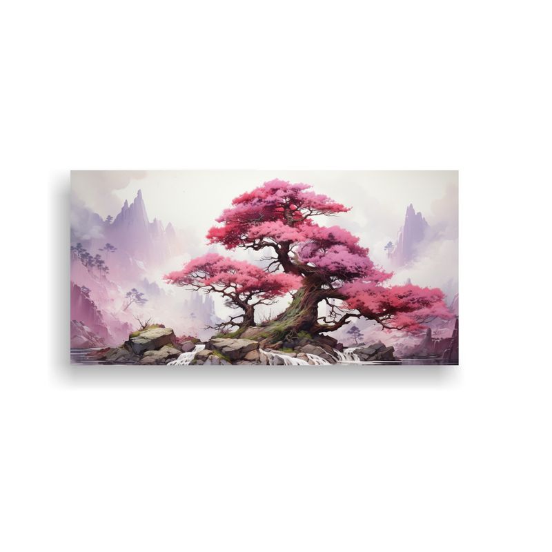GENERICO - Cuadro Abstracción Exclusivo Árbol Bonsái De Abeto Dorado 160x80cm