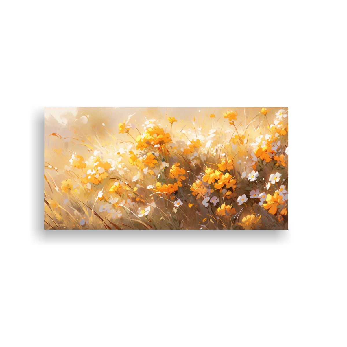 GENERICO - Cuadro De Flores Amarillas En Lienzo Estilo Decorativo 80x40cm