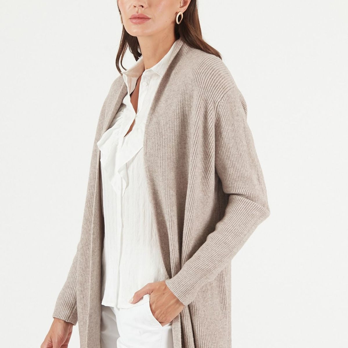 PRIVILEGE - Tapado tejido beige 480