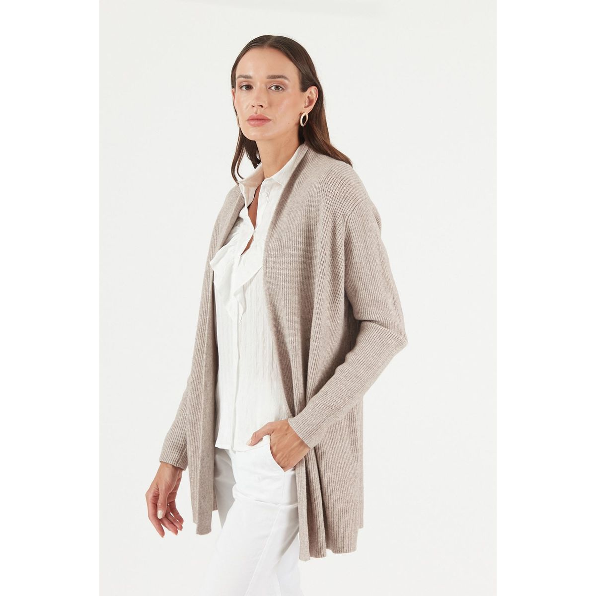 PRIVILEGE - Tapado tejido beige 480