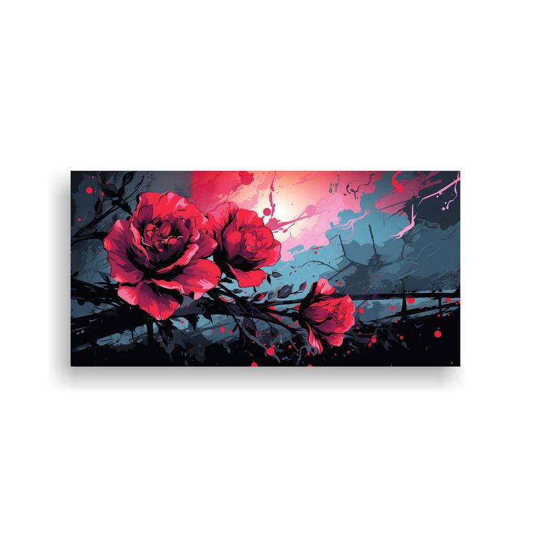 GENERICO - Cuadro Patron Grafico Intenso En Colores Negro Neonoir Atmos 160x80cm