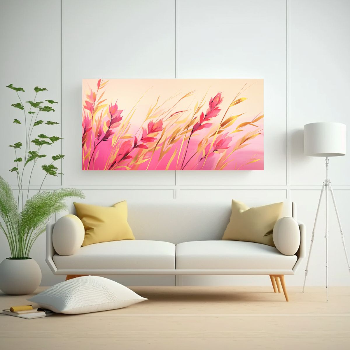 GENERICO - Cuadros Modernos Elegantes De Hierba De Caña De Azúcar En  160x80cm