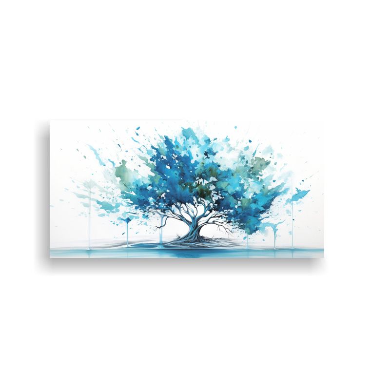 GENERICO - Cuadro Abstracto De árbol Tropical Con Tonos Turquesa Y Azu 160x80cm