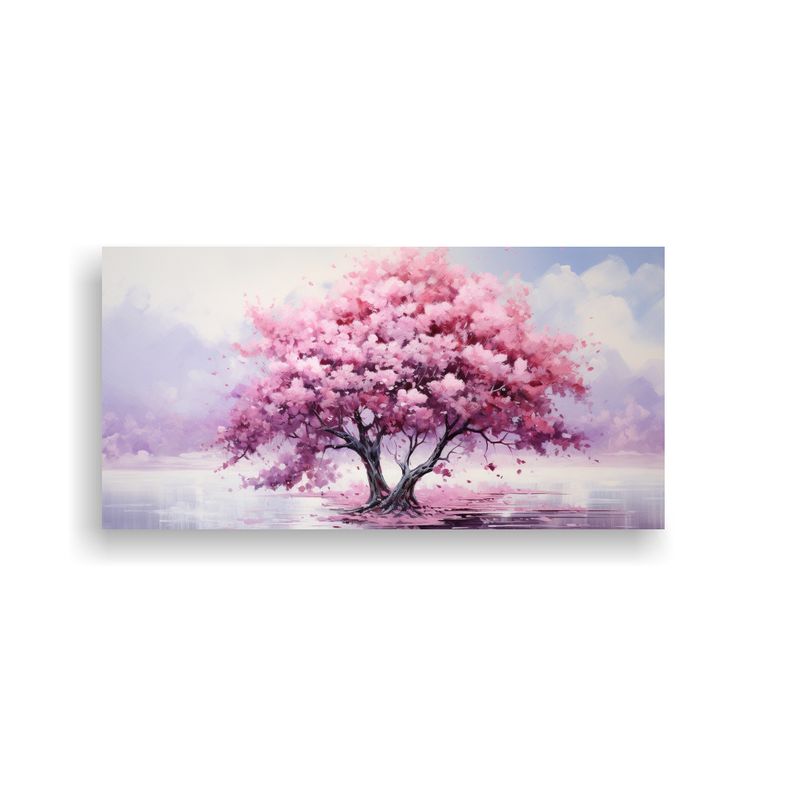 GENERICO - Cuadro Abstracto Exclusivo Lienzo Tonos Tropicales Árbol Bl 160x80cm