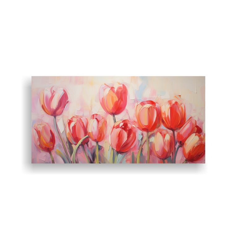 GENERICO - Cuadro Abstracto De Tulipanes En óleo De Alta Calidad Para  60x30cm