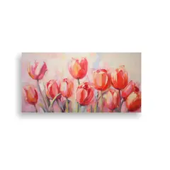 GENERICO - Cuadro Abstracto De Tulipanes En óleo De Alta Calidad Para 60x30cm