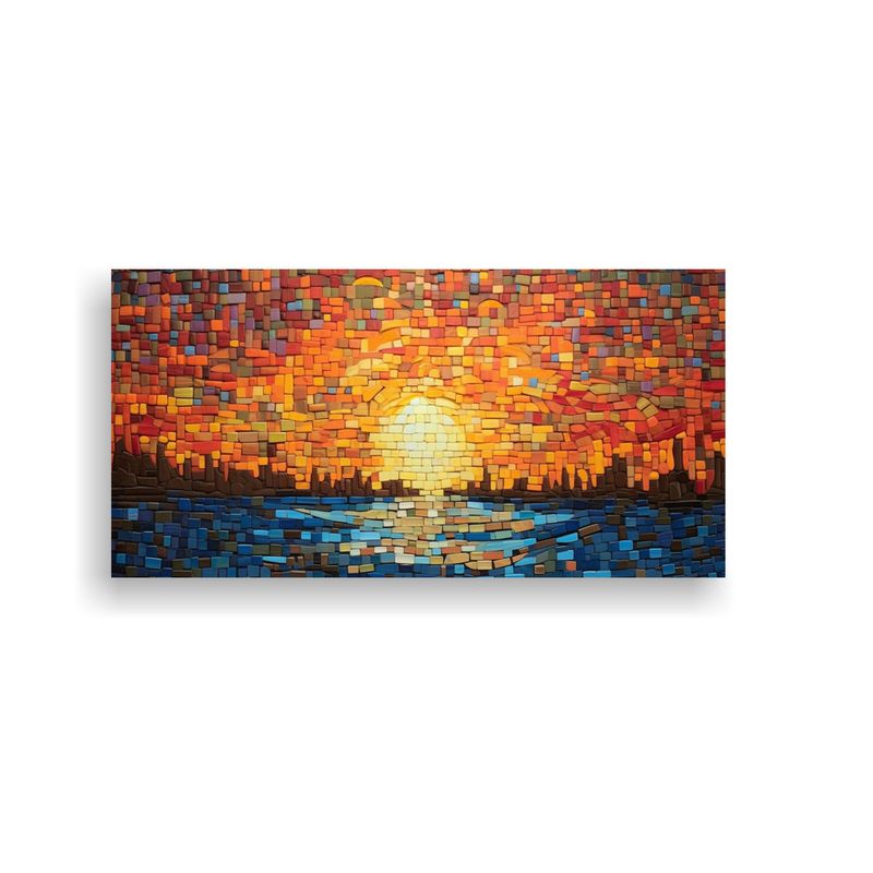 GENERICO - Cuadro Diseño Baño Mosaico Amanecer Pintura óleo Goteando 160x80cm