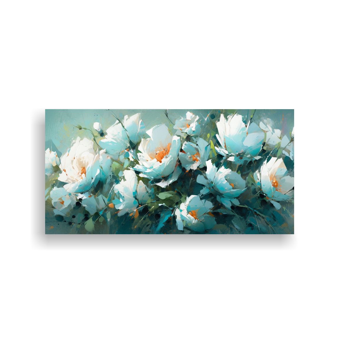 GENERICO - Cuadro Juvenil En Bastidor De Colores Pintura De Flores Turq 160x80cm