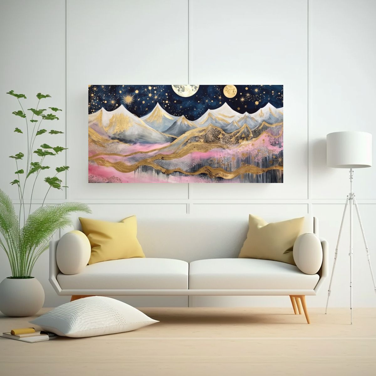 GENERICO - Cuadro Vertical De Modernidad Con Luna Cerca De Las Montaña 160x80cm