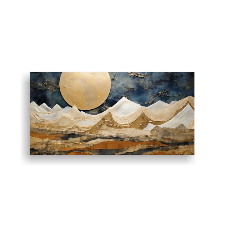 GENERICO - Lienzo Vertical Arte Urbano Paisaje Con Montañas Y Cielo Az 160x80cm
