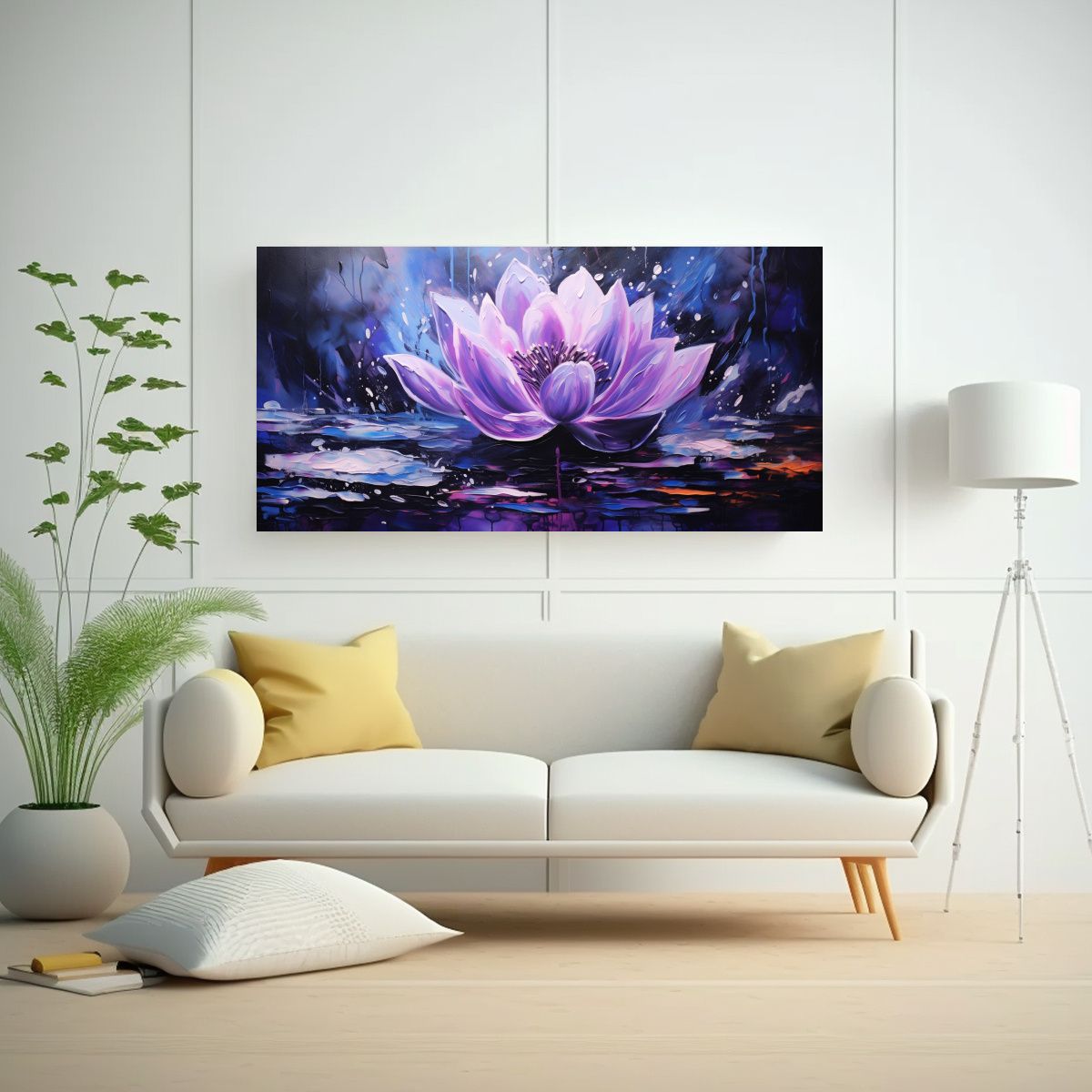 GENERICO - Pintura En Lienzo De Loto Negro Mágico En El Estilo De Deco 160x80cm