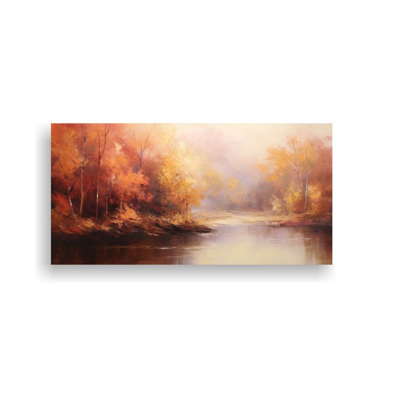 GENERICO - Pintura Abstracta Intensa De Paisaje De Otoño Del Río Con  160x80cm