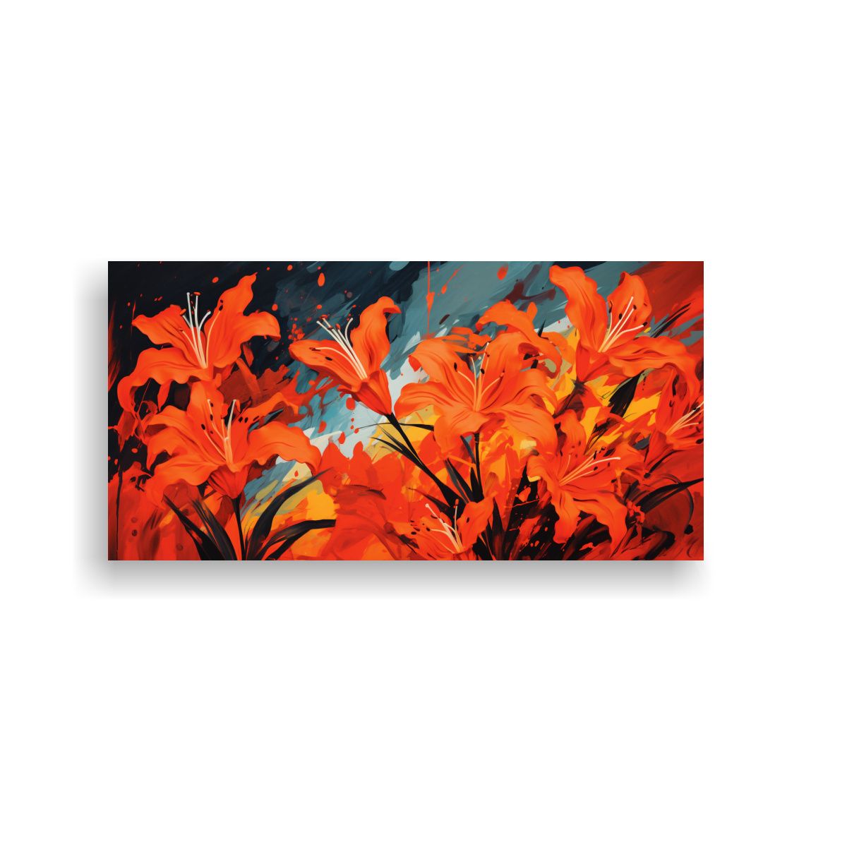 GENERICO - Pintura De Pared Cuadro En Rojo Y Naranja, Composición Neon 160x80cm.