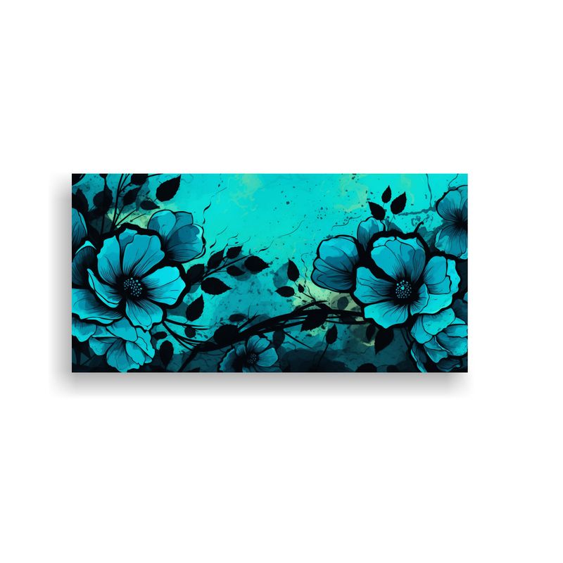 GENERICO - Pinturas Decorativas Modernas Y Elegantes En Turquesa Y Negr 160x80cm