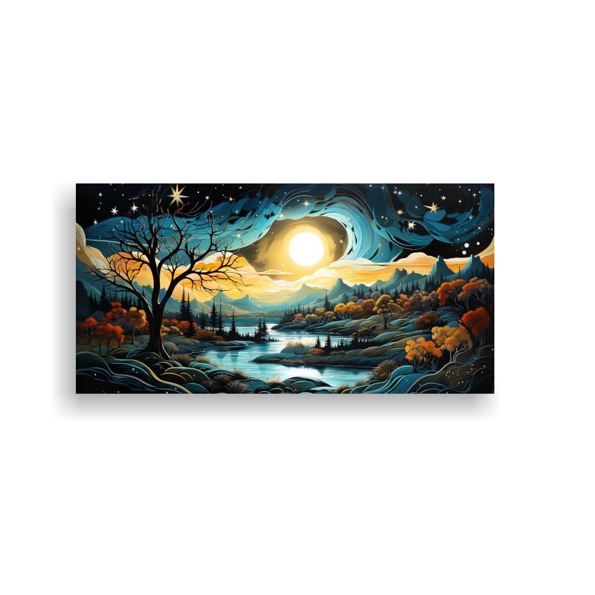 GENERICO - Arte De Pared Colores Linda Cuadro De Una Luna Cerca De Las  160x80cm