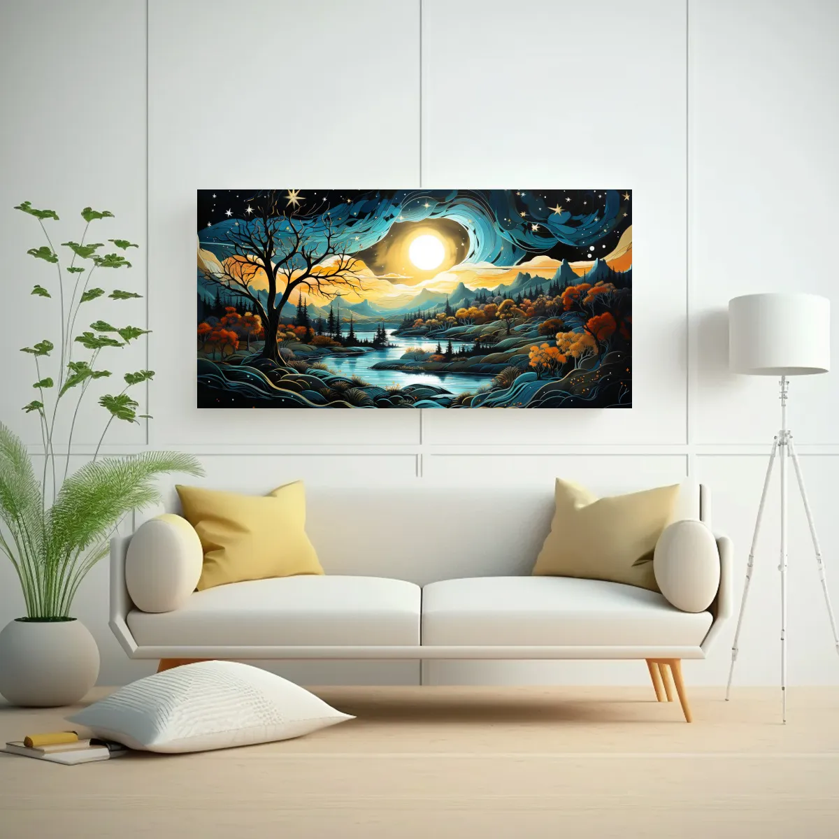 GENERICO - Arte De Pared Colores Linda Cuadro De Una Luna Cerca De Las  160x80cm