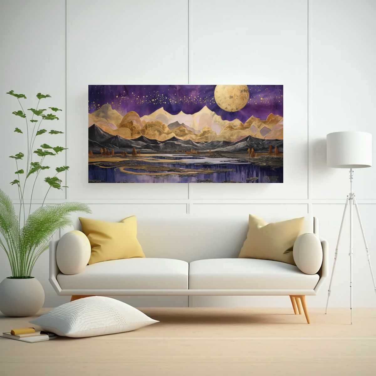 GENERICO - Pintura De Modernidad Con Una Luna Cerca De Las Montañas 160x80cm