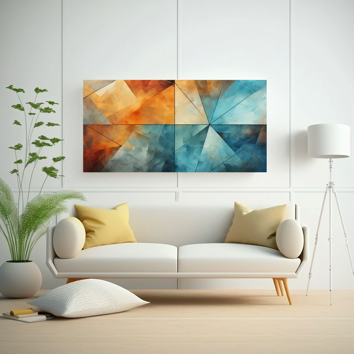 GENERICO - Pinturas Decorativas En Bastidor Con Trapezoides Para Un Imp 160x80cm