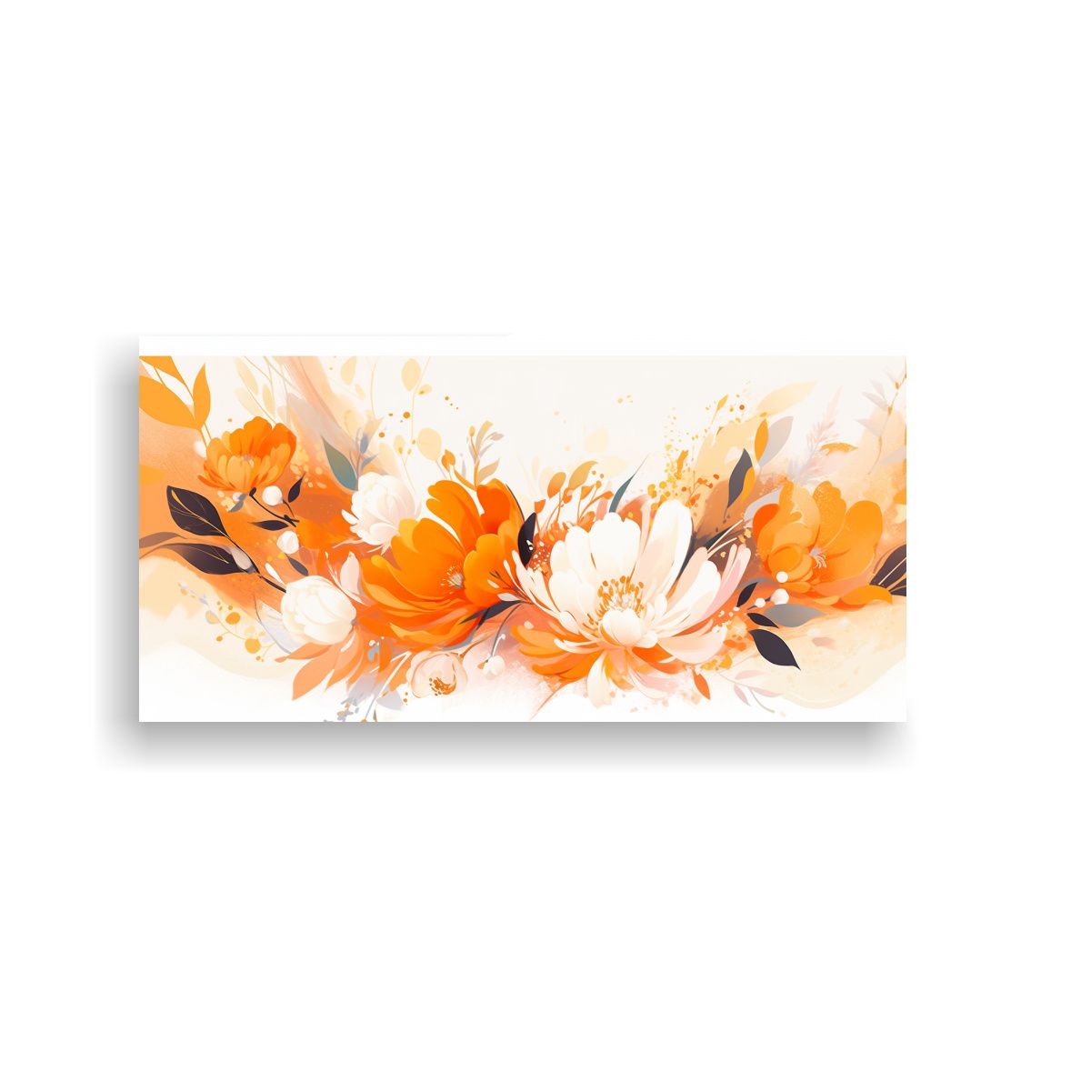 GENERICO - Pinturas Decorativas Elegantes En Blanco Y Naranja Con Atmó 160x80cm
