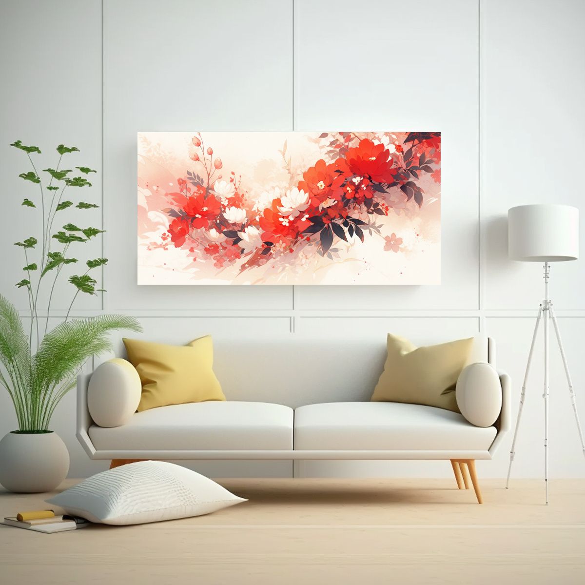 GENERICO - Cuadro Conceptual Resistente Con Colores Blanco Y Rojo: Ambi 160x80cm