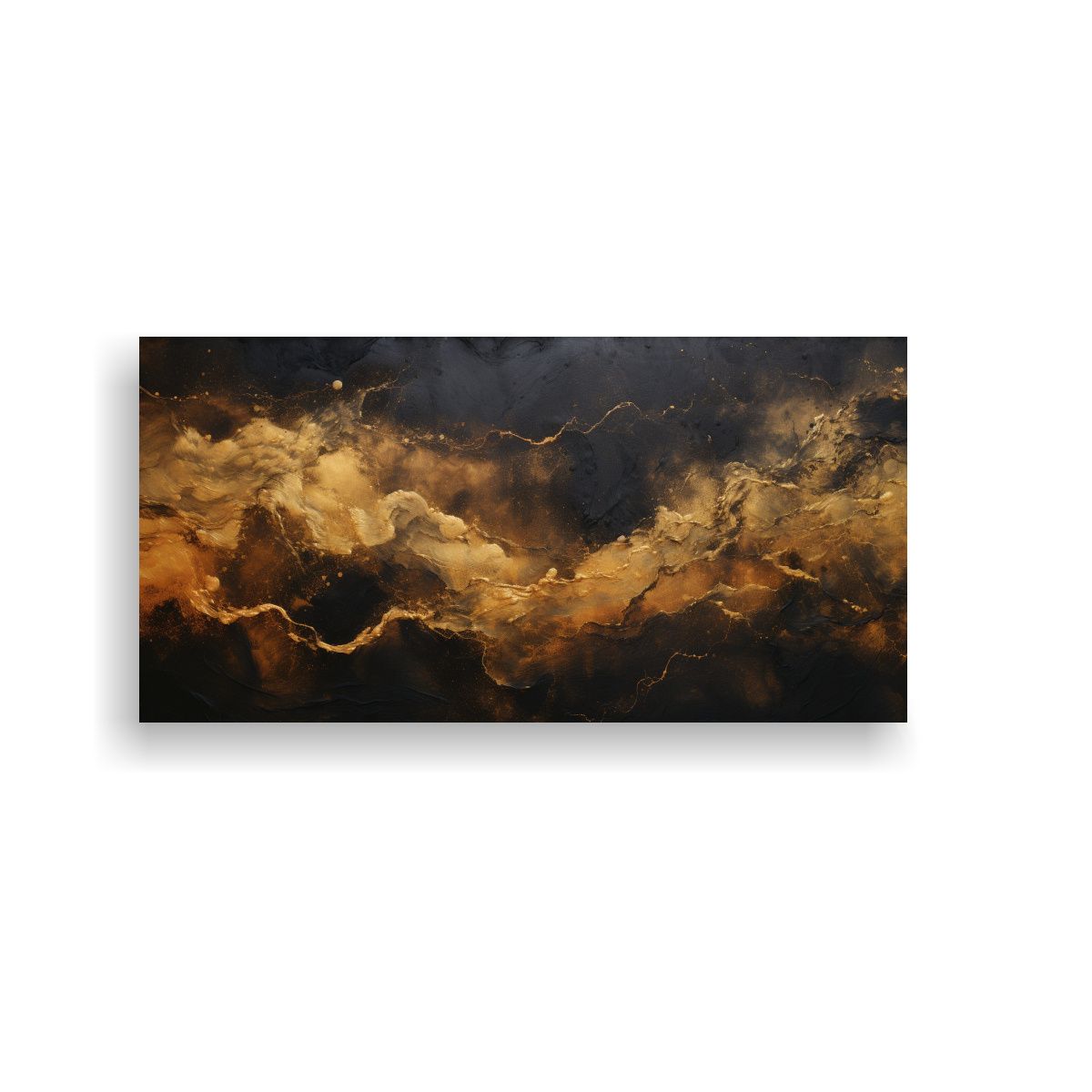 GENERICO - Pintura Decorativa Temática Sobre Fondo Dorado Y Negro Enma 160x80cm