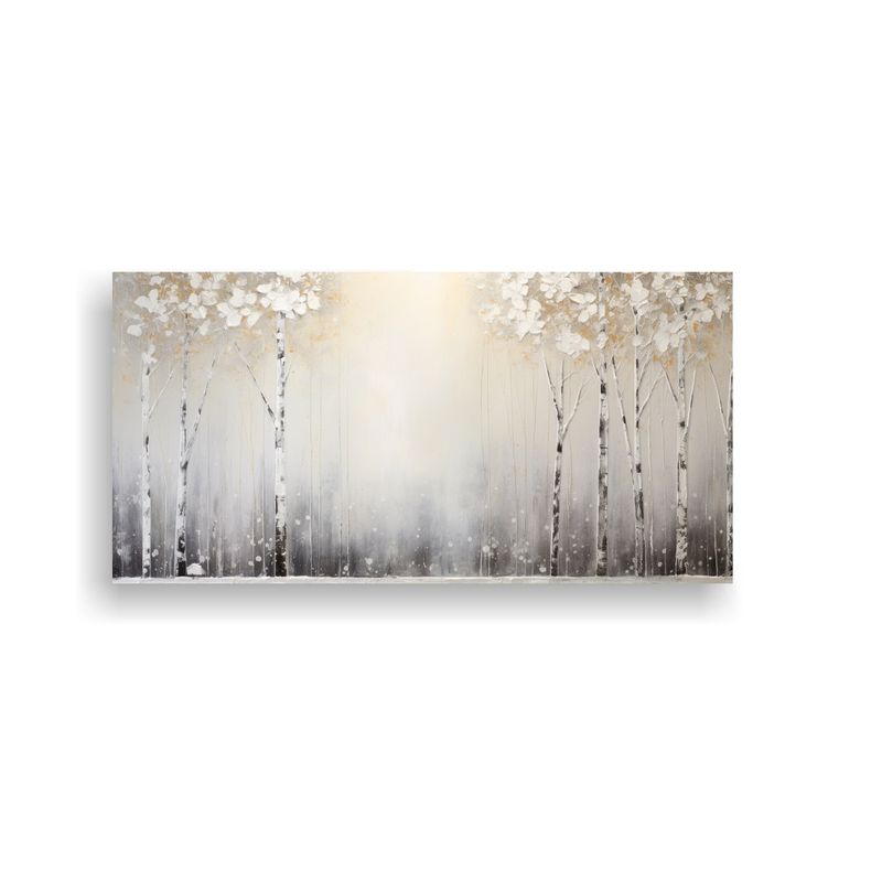 GENERICO - Pintura Lienzo Cuadro En Blanco Y Plata Estilo Visual Sofist 160x80cm