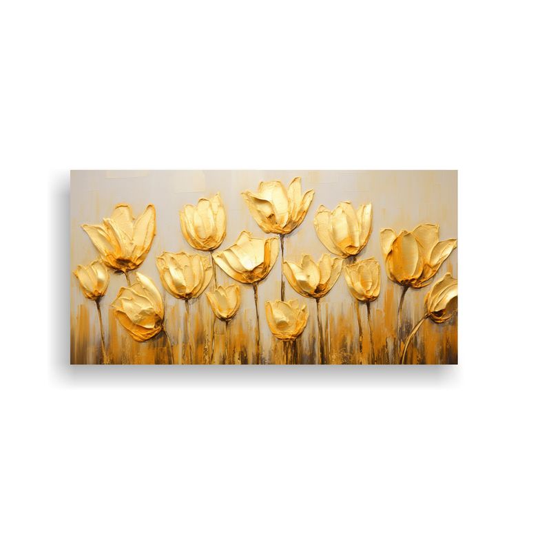 GENERICO - Cuadro De Imagen Creativa De Tulipanes Dorados En Lienzo, Es 160x80cm