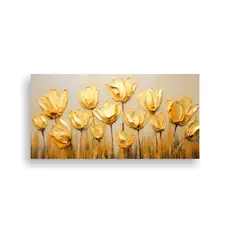 GENERICO - Cuadro De Imagen Creativa De Tulipanes Dorados En Lienzo, Es 160x80cm