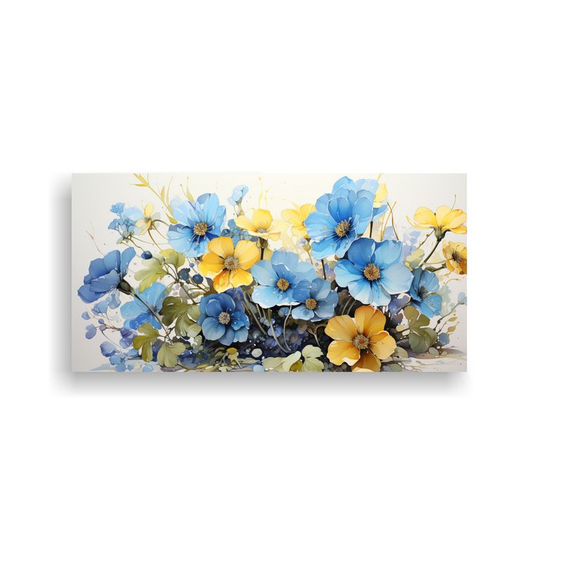 GENERICO - Pintura Abstracta Vintage De Flores Violetas En Colores Amar 160x80cm