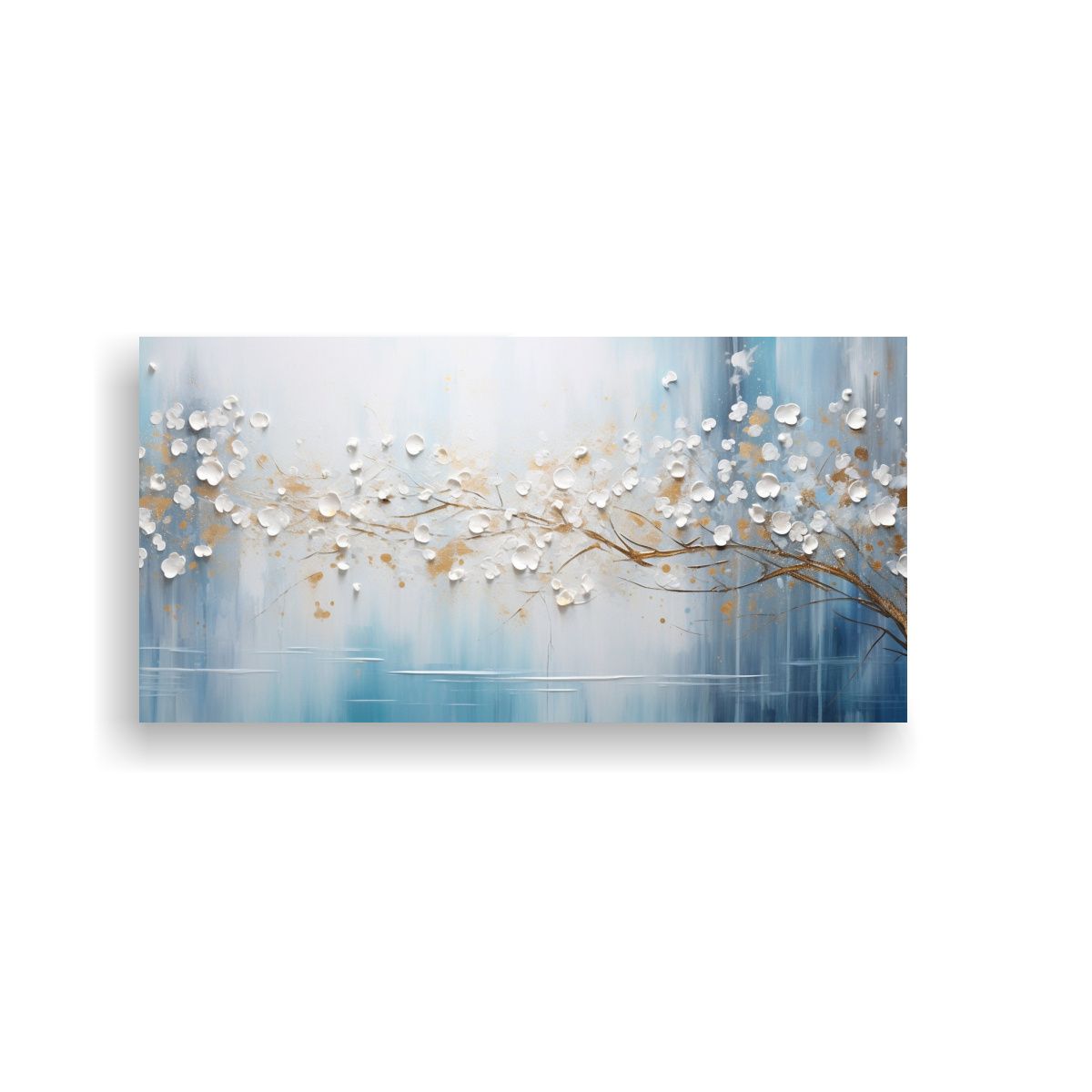 GENERICO - Cuadro Colores Interiores Estilo Pintura En Blanco Y Oro 160x80cm.