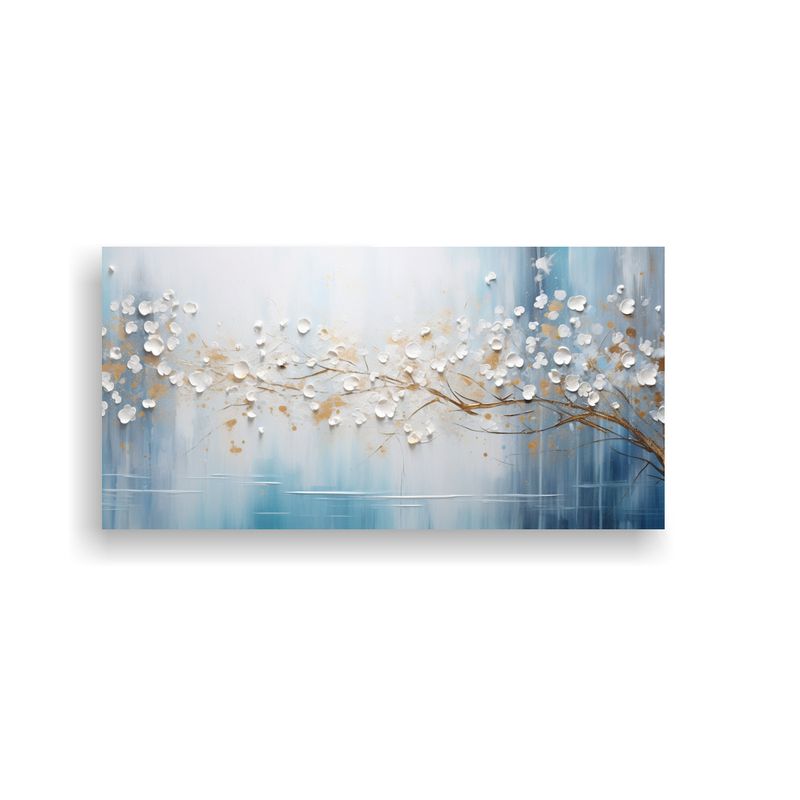 GENERICO - Cuadro Colores Interiores Estilo Pintura En Blanco Y Oro 160x80cm