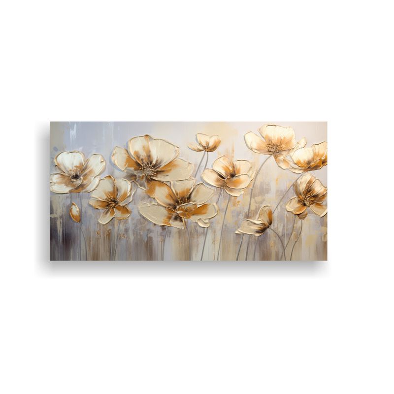 GENERICO - Cuadro Vertical Bonito De Amapolas Doradas En Lienzo Al Esti 160x80cm