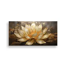 GENERICO - Pintura Lienzo Armonía Loto Dorado Estilo G 160x80cm