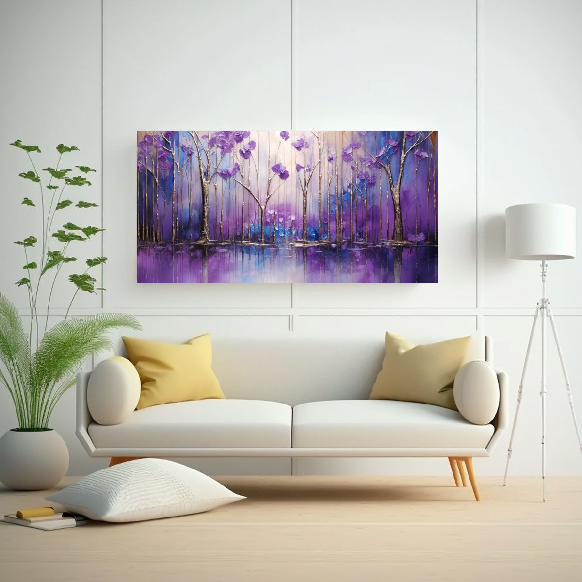 GENERICO - Pintura En Bastidor De Colores Florales En Estilo Púrpura Y 160x80cm