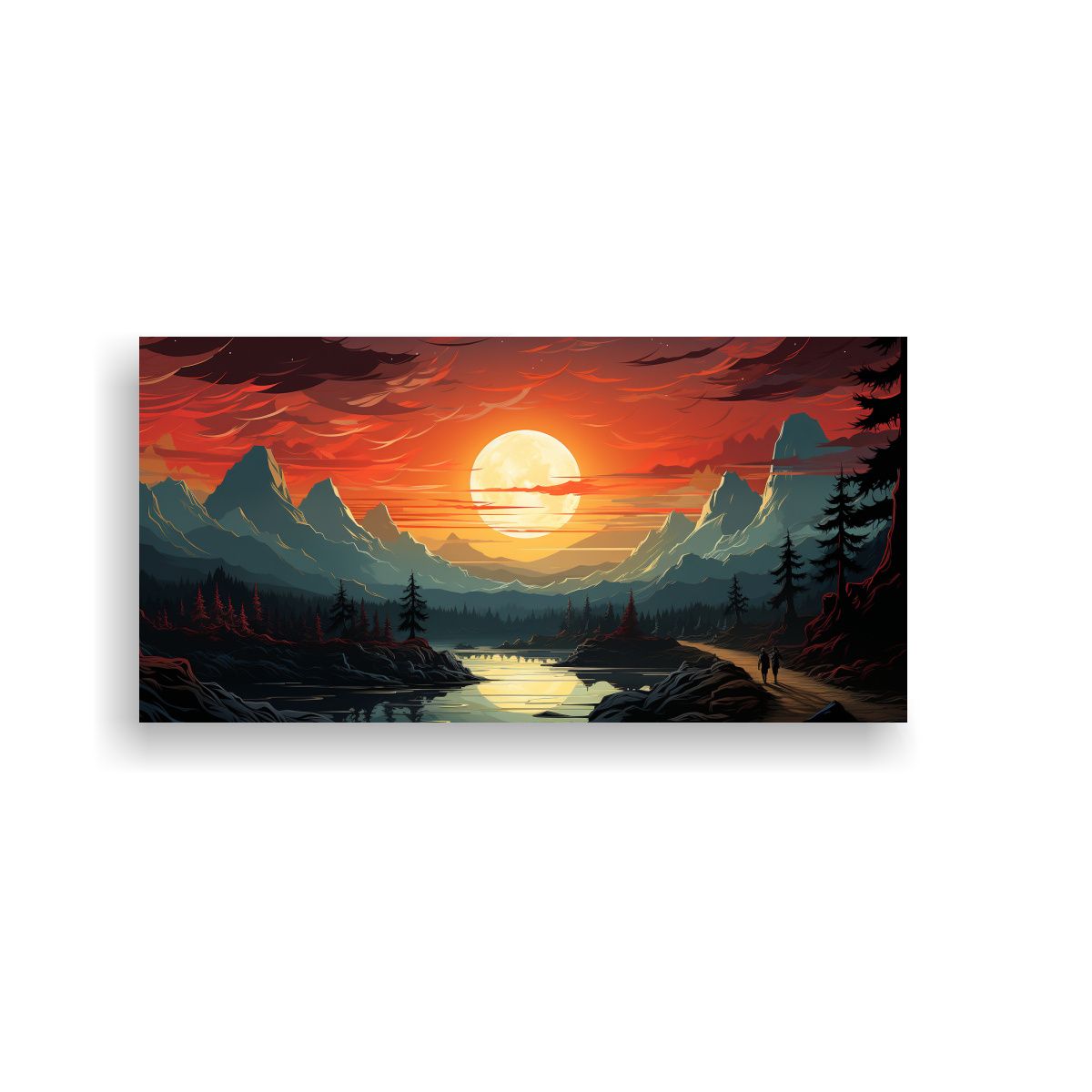 GENERICO - Paisajes Abstractos Surrealistas En Estilo Plano De Píxeles 160x80cm