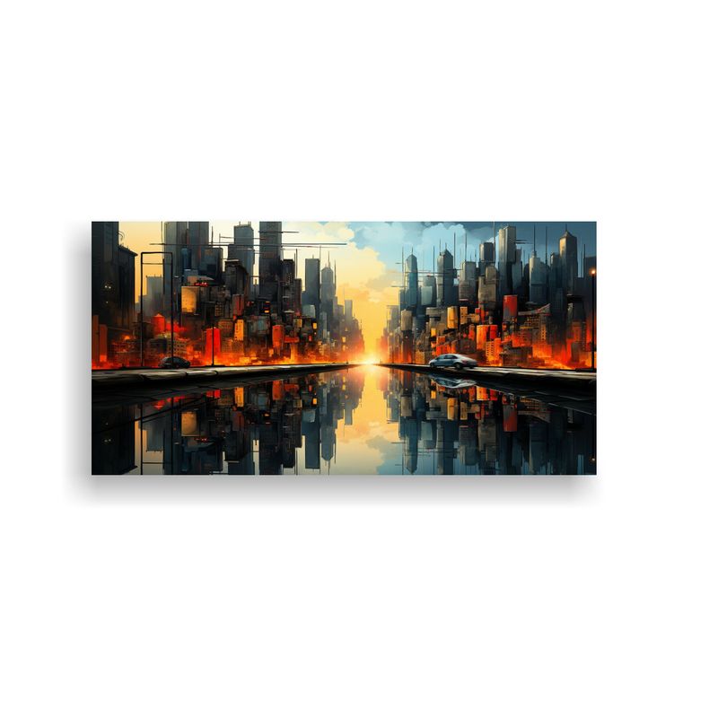 GENERICO - Pintura Cubista De Paisaje Urbano Fragmentado Arte Cuadro In 160x80cm