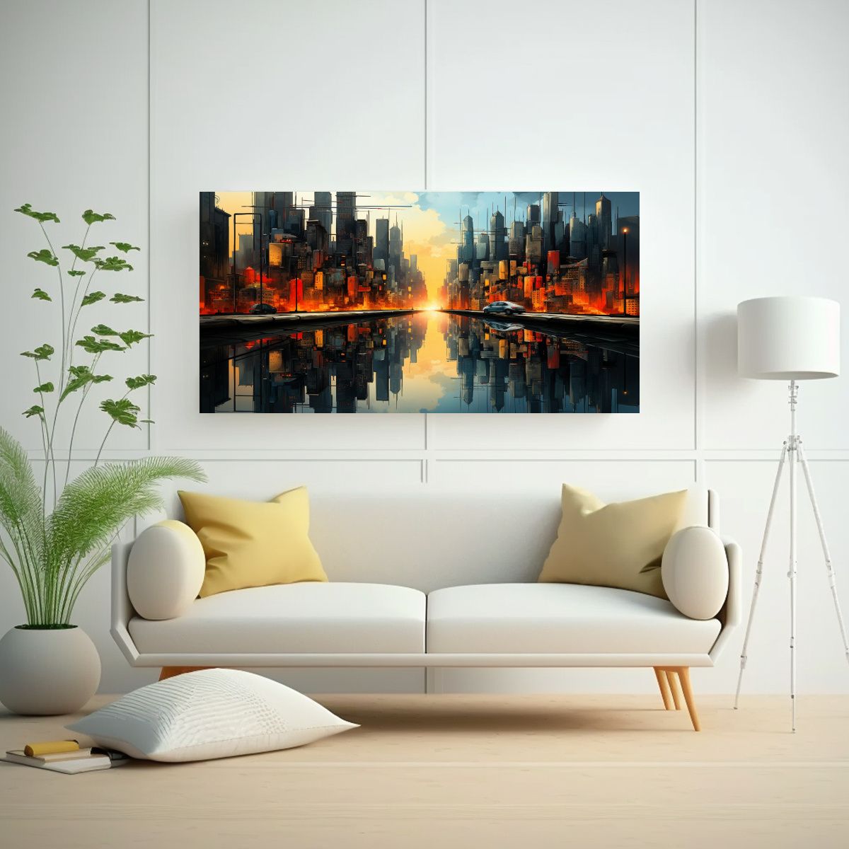 GENERICO - Pintura Cubista De Paisaje Urbano Fragmentado Arte Cuadro In 160x80cm