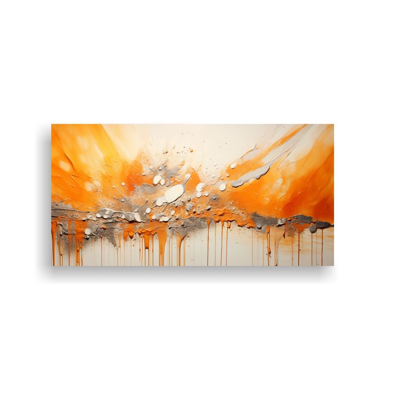 GENERICO - Cuadro Naranja Y Plateado Para Decoración De Cuarto 160x80cm