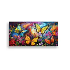 GENERICO - Pinturas Decorativas De Tres Mariposas Psicodélicas Y Flore 160x80cm