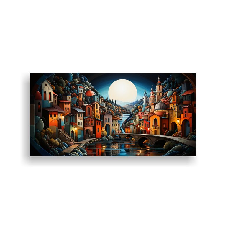 GENERICO - Lienzo De Tela Inspiración Conceptual De Ciudad En Estilo C 160x80cm